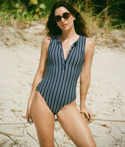 The Malibu One Piece - Textured Stripe - Nautical - Classic