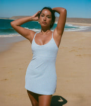 The Amalfi Swim Dress - Crinkle Gingham - Sky Gingham - Classic