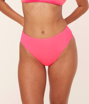 The 90s High Waist Bikini Bottom - Eco Nylon - Neon Grapefruit