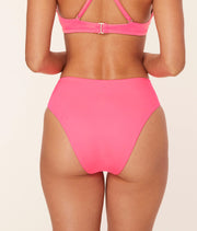 The 90s High Waist Bikini Bottom - Eco Nylon - Neon Grapefruit