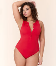 The Malibu One Piece - Eco Nylon - Cherry Red - Long Torso
