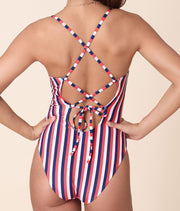 The Fiji One Piece - Eco Nylon - Americana Stripe - Classic