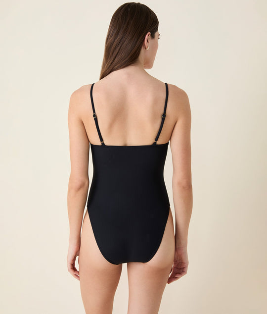 The Amalfi One Piece - Eco Ribbed - Black - Long Torso