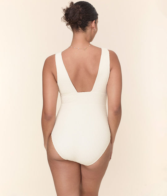 The Mykonos One Piece - Textured Weave - Gardenia - Long Torso