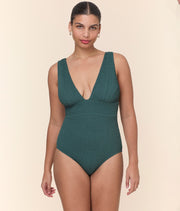 The Mykonos One Piece - Textured Weave - Seaweed - Long Torso