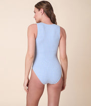 The Malibu One Piece - Crinkle Gingham - Sky Gingham - Long Torso
