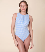 The Malibu One Piece - Crinkle Gingham - Sky Gingham - Long Torso