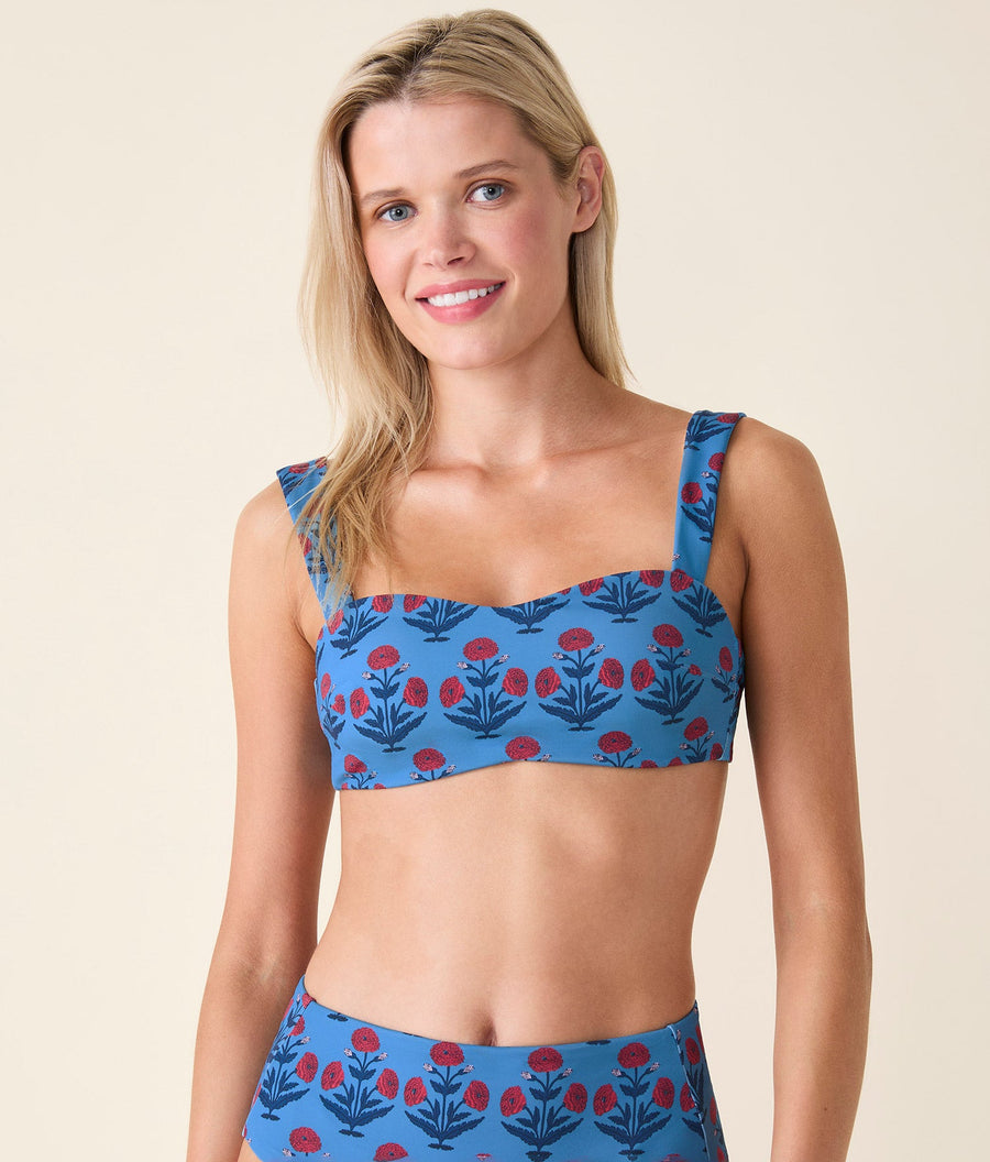 The Kalama Bikini Top - Eco Nylon - Blue Dandelion