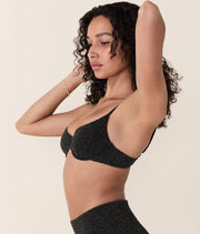 The Bermuda Bikini Top - Lurex Rib - Black