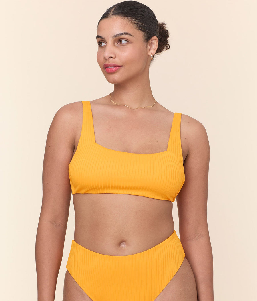 The Rye Bikini Top - Wide Rib - Tangerine