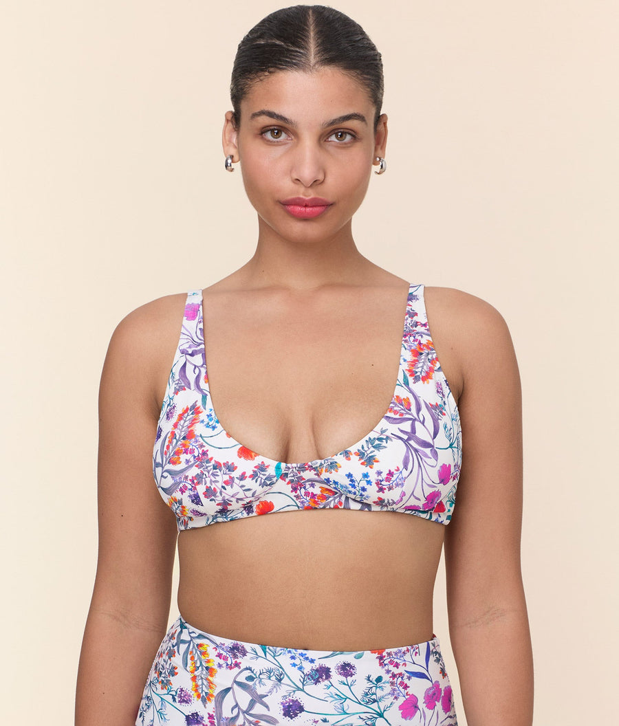 The Mila Bikini Top - Eco Nylon - Botanical Floral