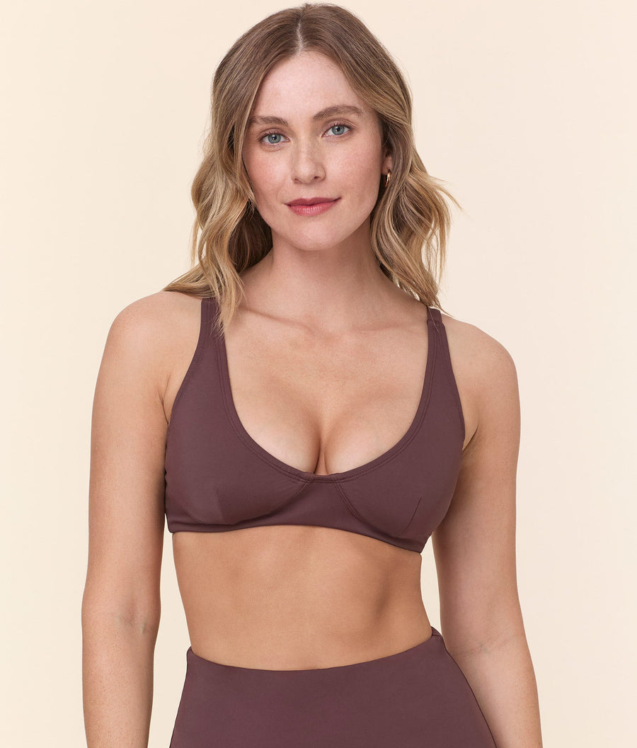 The Mila Bikini Top - Eco Nylon - Mink