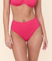 The High Waist Bikini Bottom - Eyelet - Begonia