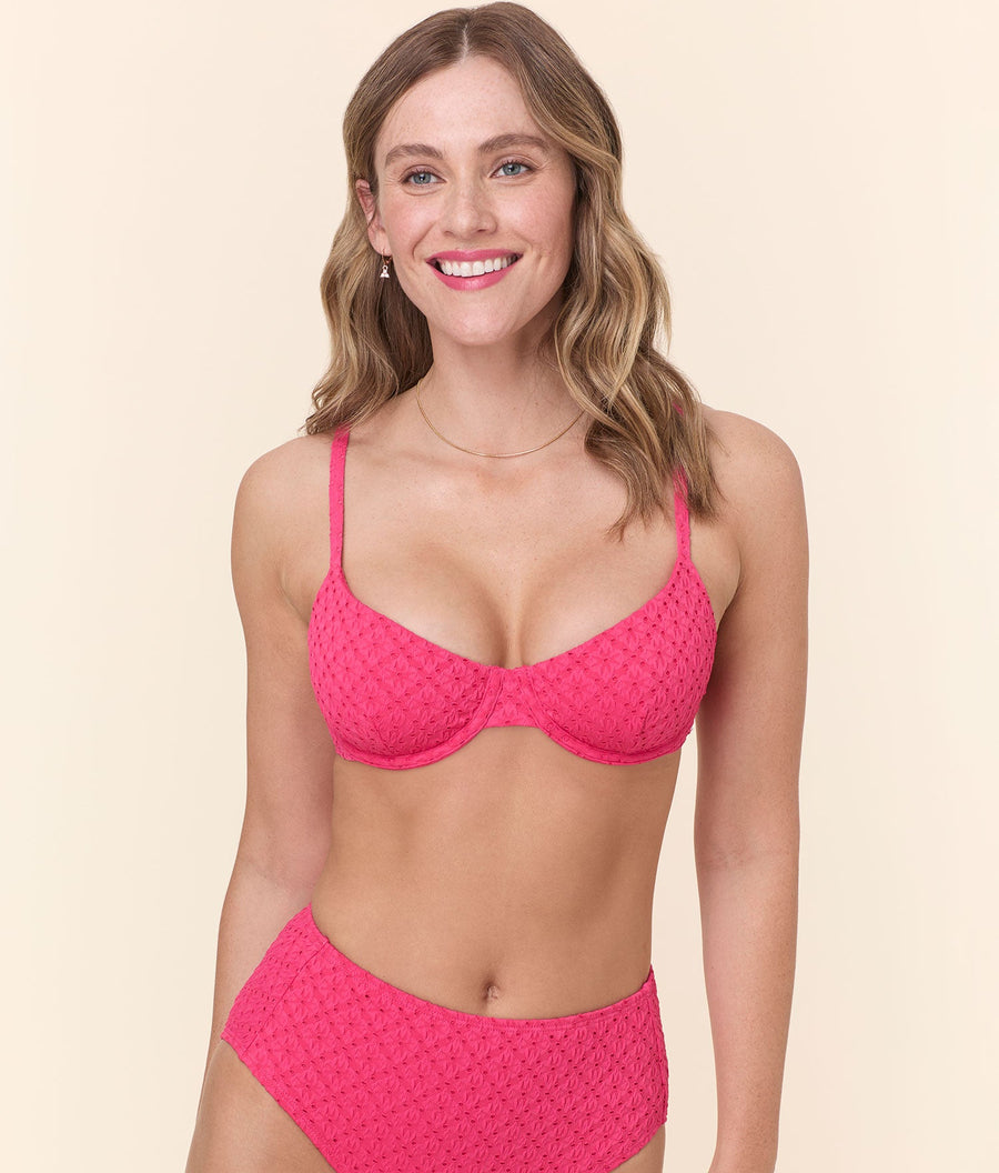 The Bermuda Bikini Top - Eyelet - Begonia