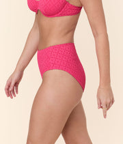 The High Waist Bikini Bottom - Eyelet - Begonia