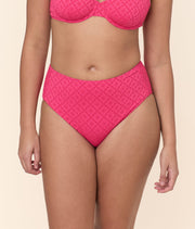 The High Waist Bikini Bottom - Eyelet - Begonia