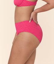 The High Waist Bikini Bottom - Eyelet - Begonia