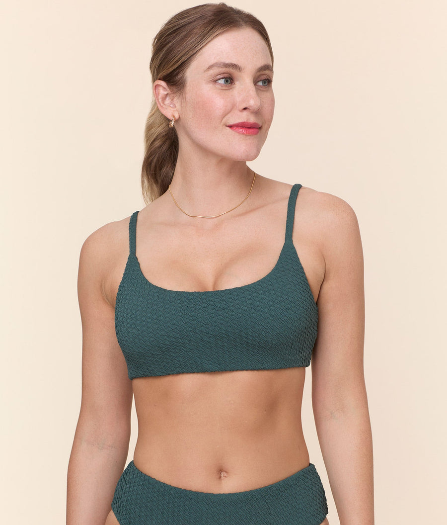The Maui Bikini Top - Textured Weave - Seaweed