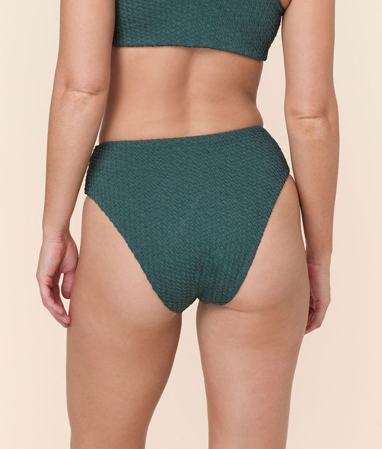 The 90s High Waist Bikini Bottom - Textured Weave - Seaweed