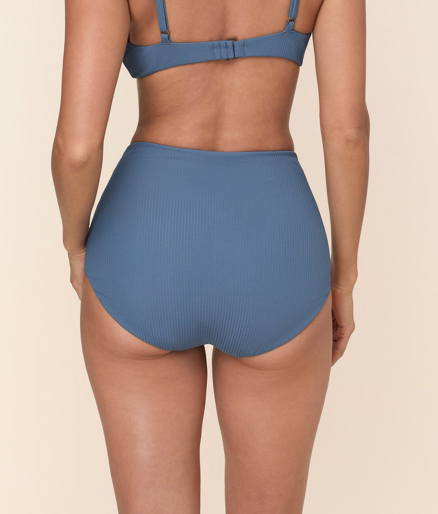 The Super High Waist Bikini Bottom - Eco Ribbed - Slate