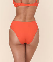 The 90s High Waist Bikini Bottom - Eco Ribbed - Vermillion