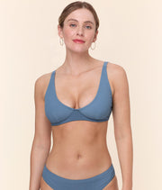 The Mila Bikini Top - Eco Ribbed - Slate