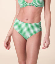 The High Rise Bikini Bottom - Crinkle Gingham - Green Gingham