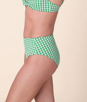 The High Rise Bikini Bottom - Crinkle Gingham - Green Gingham
