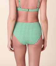 The High Rise Bikini Bottom - Crinkle Gingham - Green Gingham