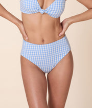 The High Rise Bikini Bottom - Crinkle Gingham - Sky Gingham