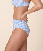 The High Rise Bikini Bottom - Crinkle Gingham - Sky Gingham