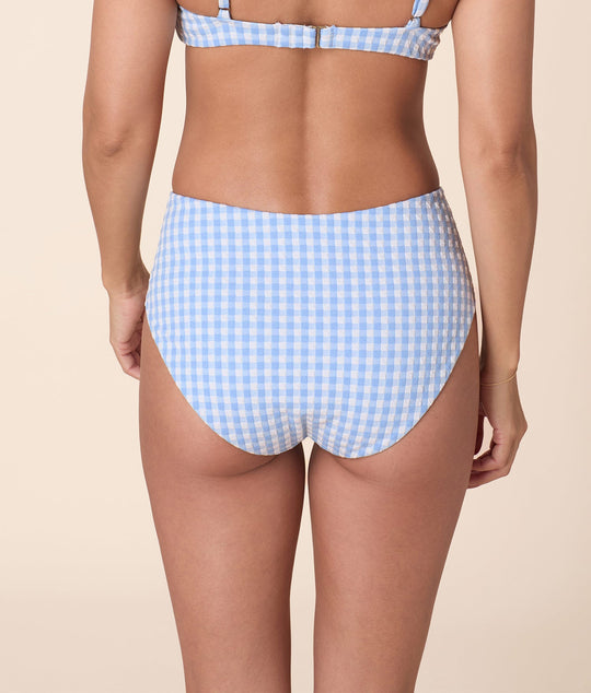 The High Rise Bikini Bottom - Crinkle Gingham - Sky Gingham