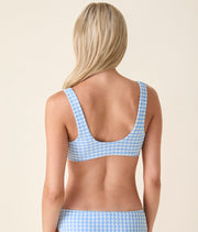 The Delray Bikini Top - Crinkle Gingham - Sky Gingham