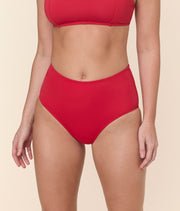 The High Waist Bikini Bottom - Eco Nylon - Cherry Red