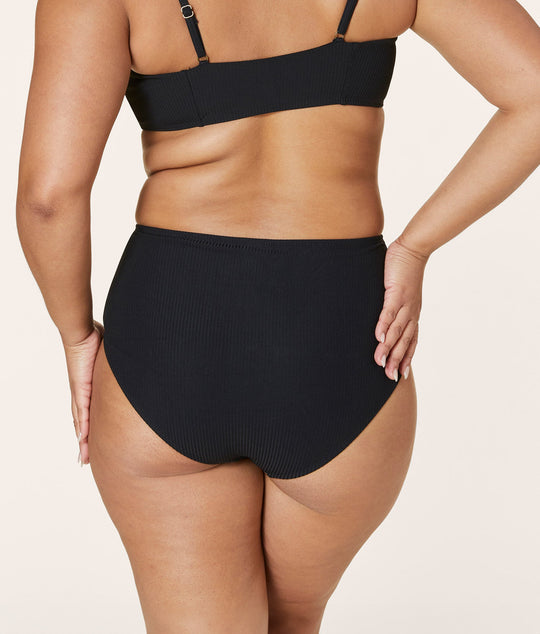 The High Waist Bikini Bottom - Eco Ribbed - Black