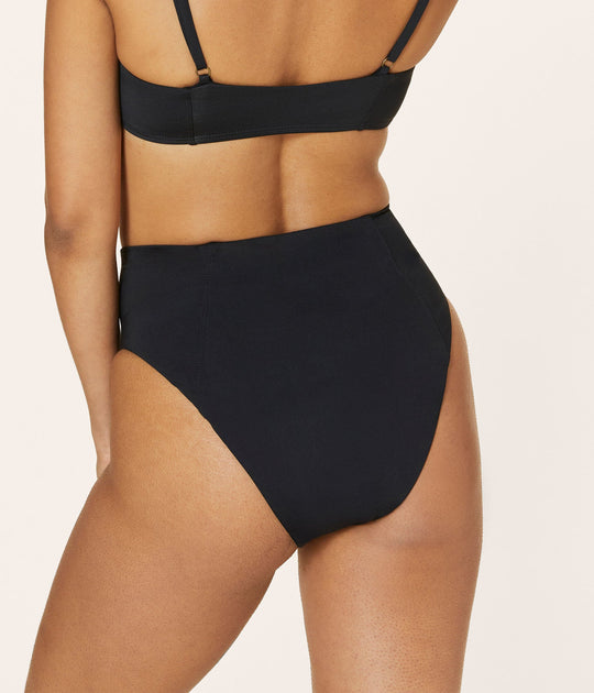 The High Waist Cheeky Bikini Bottom - Flat - Black