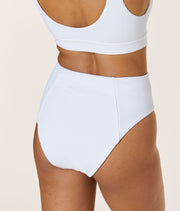 The High Waist Cheeky Bikini Bottom - Ribbed - White