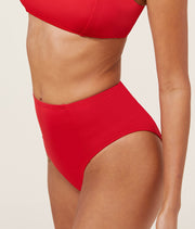 The High Waist Cheeky Bikini Bottom - Eco Nylon - Cherry Red