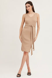 Brown Knit Midi Dress