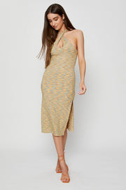 Multi Midi Dress Halter Neck