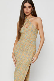 Multi Midi Dress Halter Neck