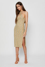 Multi Midi Dress Halter Neck