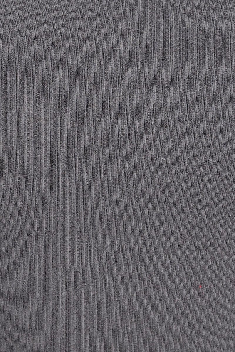 Grey Midi Dress Long Sleeve Mock Neck Cut Out Bodycon