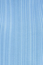Blue Midi Dress Turtle Neck Bodycon Knitted Rib