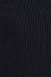 Black Midi Dress Long Sleeve Keyhole Bodycon Rib Knit