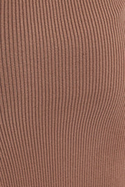 Brown Midi Dress Long Sleeve Off Shoulder Bardot Knit