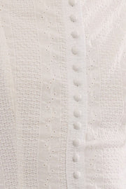 White Midi Dress Drop Waist Lace Fabric