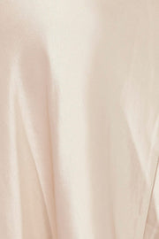 Beige Midi Dress Sleeveless Cowl Neck Satin Slip Lace