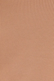 Beige Midi Dress Round Neck Colour Blocked Knit