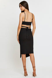 Black Midi Dress Ribbed Cut Out